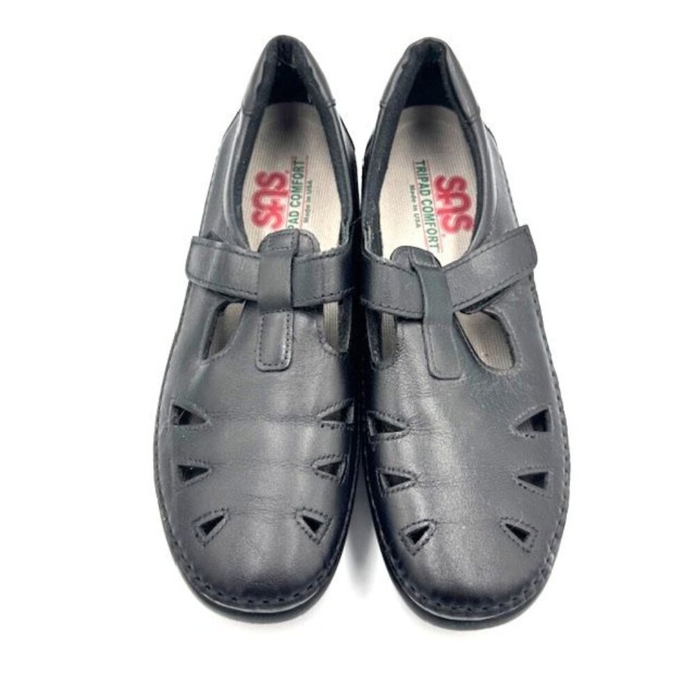 NWOT SAS Womens 8.5N Black Leather Tripad Comfort Mary Janes